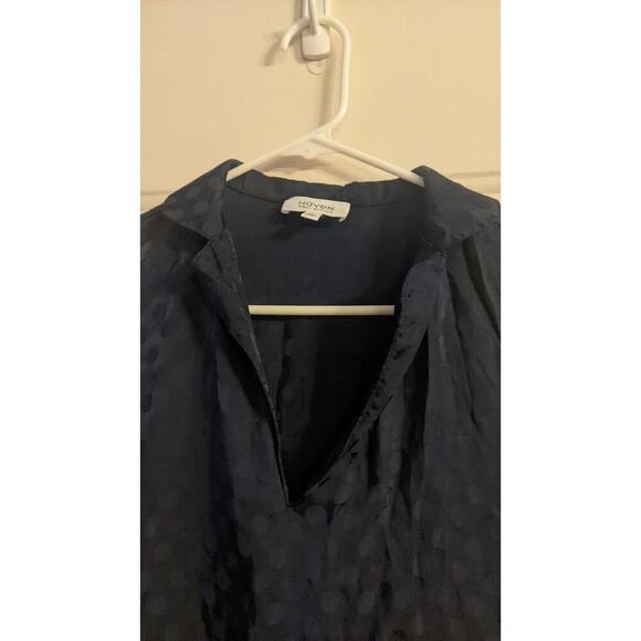 Haven Well Within Navy Blue Viscose Dress, Medium, V Neck, Abstract Dot Design - Picture 3 of 10